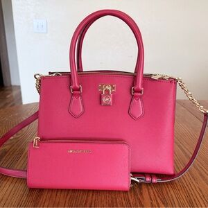 Michael Kors Red Satchel and Wallet Set